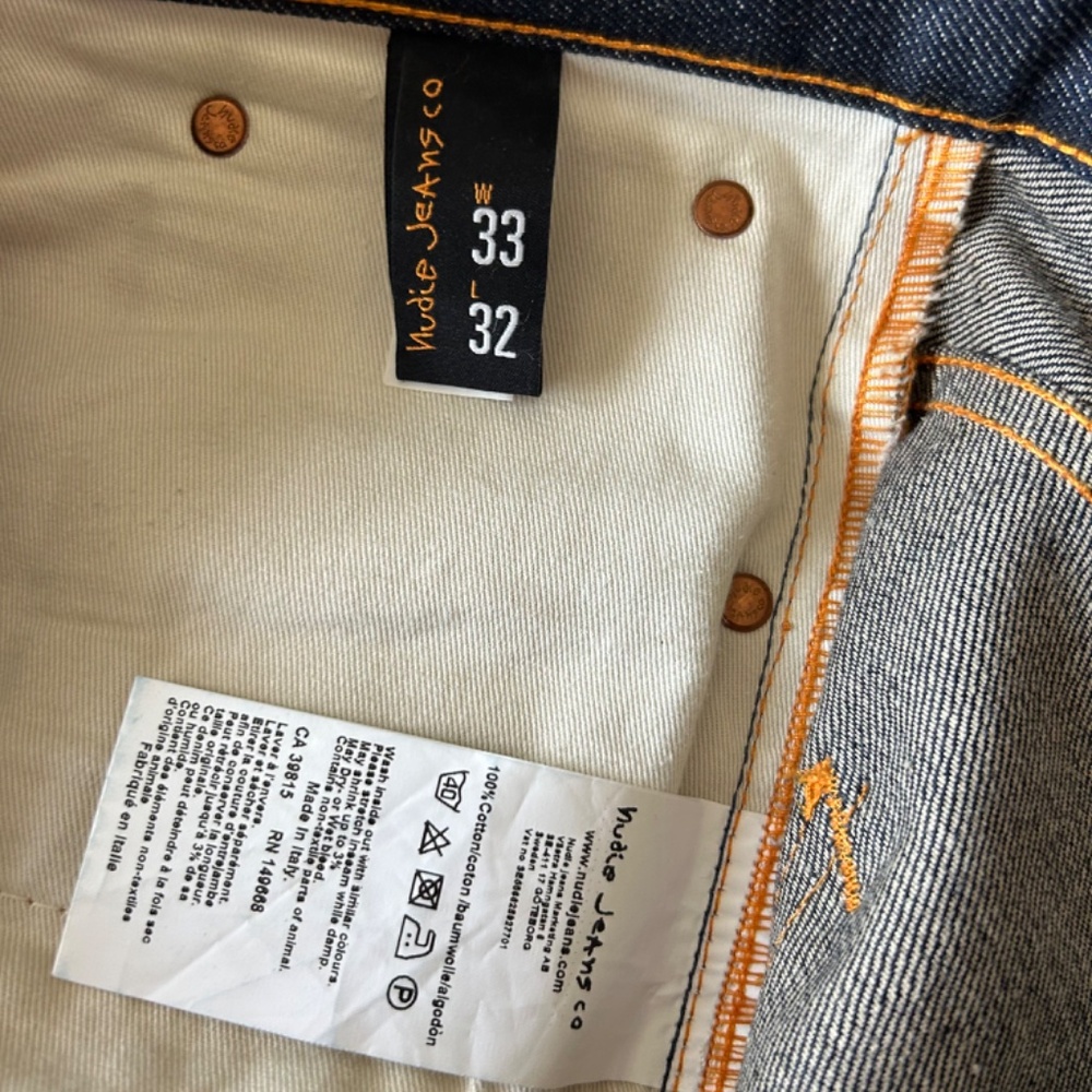 Nudie Jeans Grim Tim Dry Selvage Denim Organic Cotton W33 L32 NWOT - Picture 9 of 16